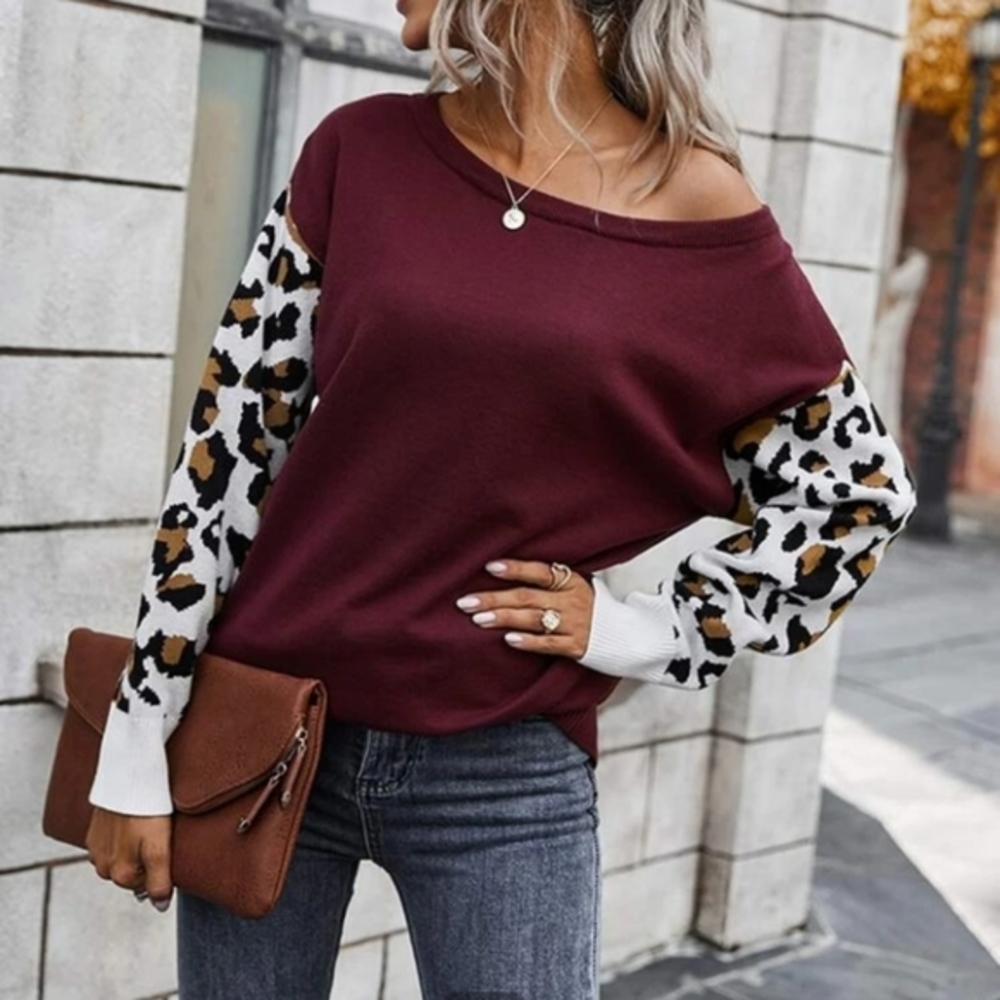 Maroon Pattern Sweater - image 1